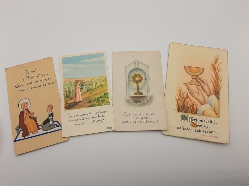 1950 Français Cartes Saintes Catholiques Vintage - de Première Communion et Baptême, Français Prière
