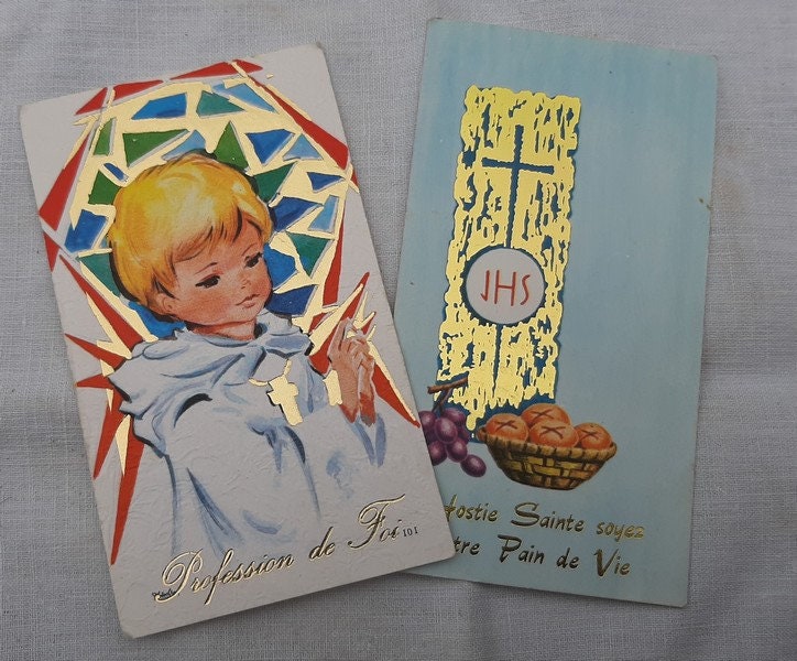 Français Carte Sainte Catholique Vintage - Souvenir de La Première Communion, Religieux, 1960