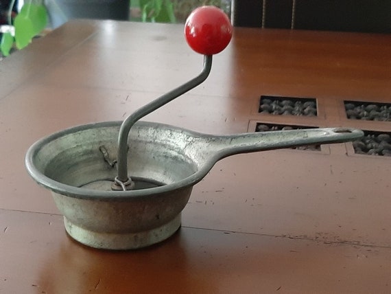 French Antique Mouli Baby, French Kitchen Utensil, Red Wooden