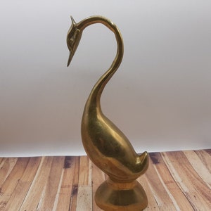 Vintage brass swan figurine, large swan figurine