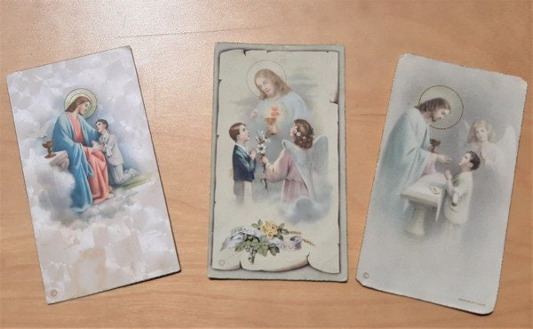 1950 Français Cartes Saintes Catholiques Vintage - de Première Communion, Jésus-Christ, Français Pri