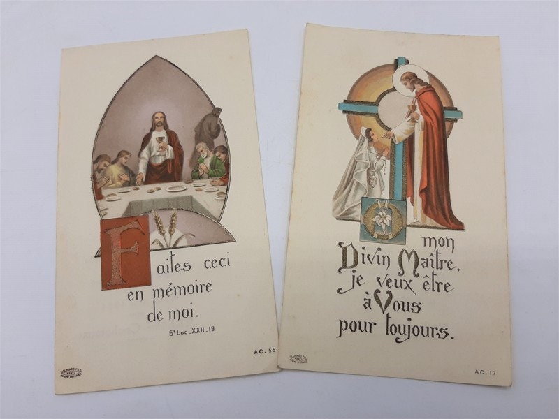 1950 Français Cartes Saintes Catholiques Vintage - de Première Communion, Jésus-Christ, Français Pri