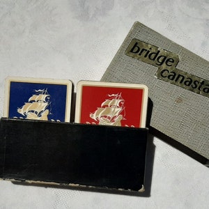 BP GRIMAUD Speelkaarten, Franse vintage set speelkaarten in een kartonnen doos, bridge canasta speelkaarten, compleet