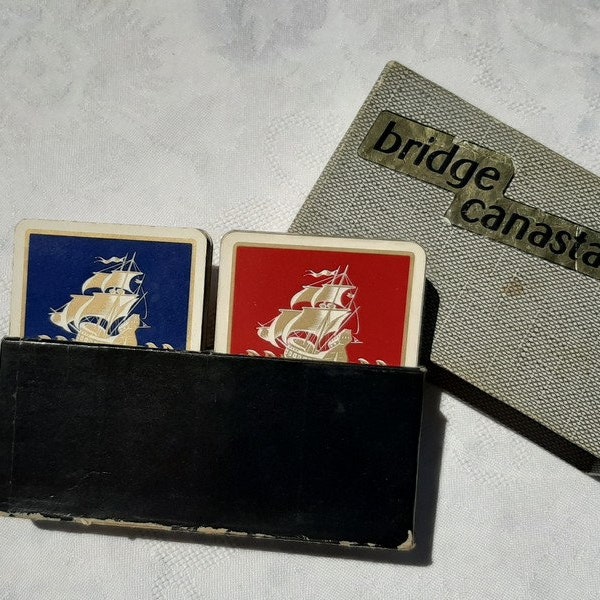 BP GRIMAUD French vintage set of playing cards in a cardboard box, bridge canasta playing cards, complete