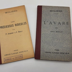 1930 MOLIERE french theater , antique  french book  &quot;Les precieuses ridicules / The Affected Young Ladies&quot;  and &quot;L&#39;Avare / The Miser&quot;  ,