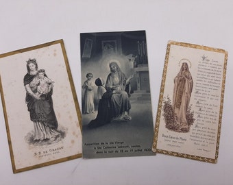 Antique french Catholic Holy Cards - virgin holy mary cards,  french prayer cards,  catholic cards, catholic religious souvenir