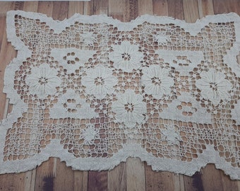 French antique off white crochet doily  hand made crochet,