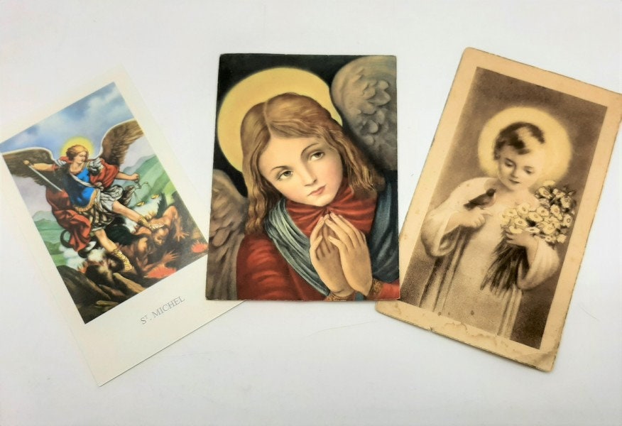 Antiquité Français Carte Sainte Catholique -Archange Gabriel-Ange Carte Sainte - Cartes de Prière Ca