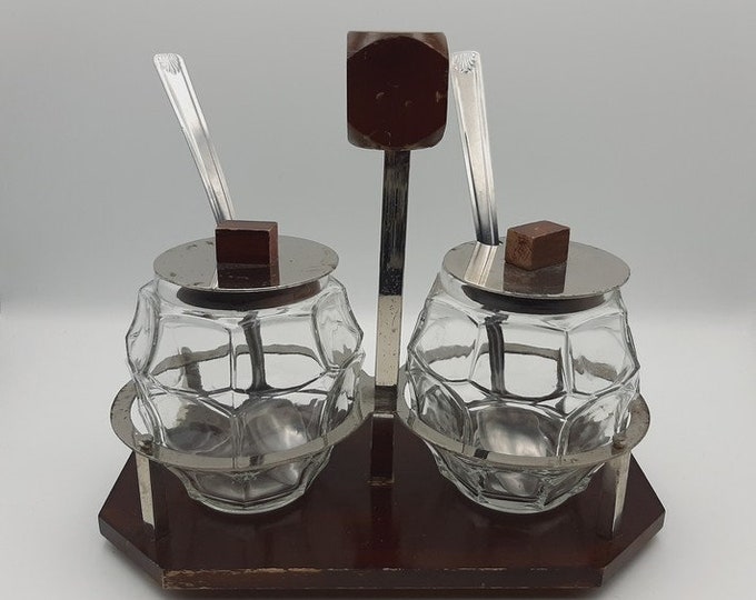 French Vintage Jam Jelly Serving Set 2 Glass Jars With a Etsy