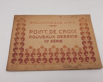 DMC French antique embroideries book , antique cross stitched book