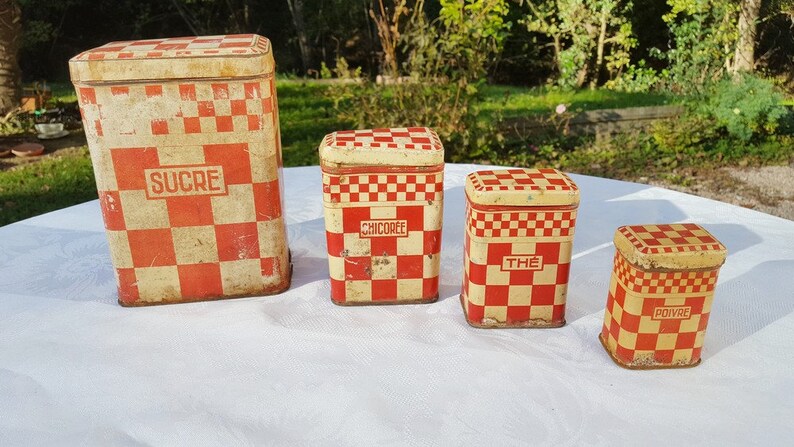 Botes de lata Lustucru antiguos franceses set de 4 patrón de | Etsy