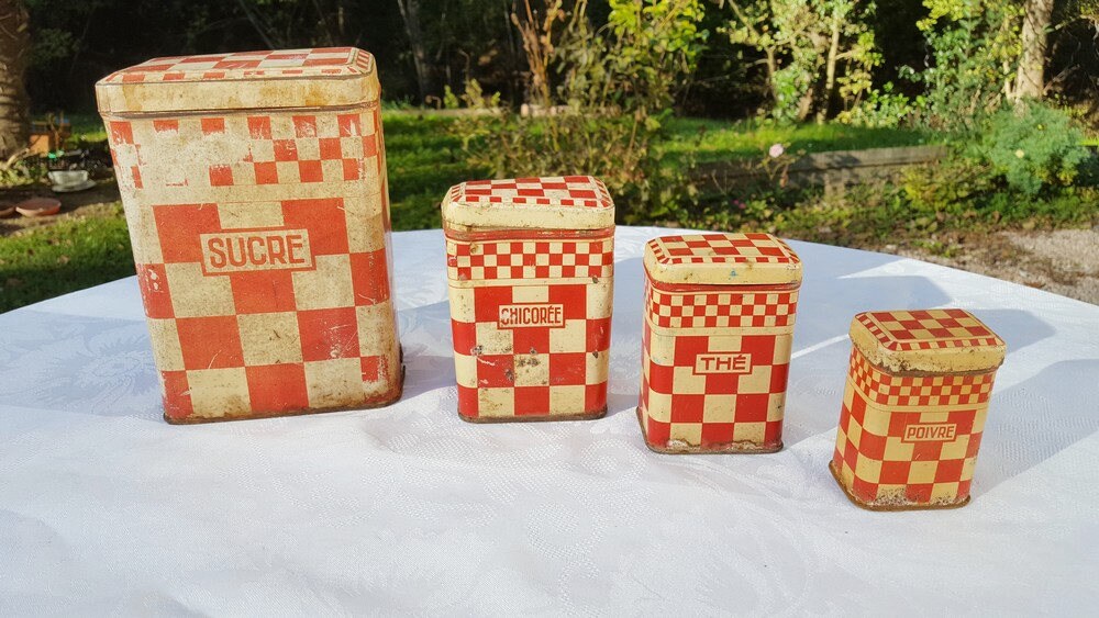 Botes de lata Lustucru antiguos franceses set de 4 patrón de | Etsy