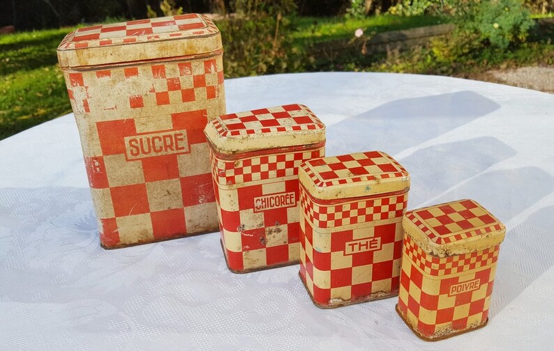 Botes de lata Lustucru antiguos franceses set de 4 patrón de | Etsy