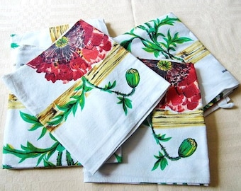 フランス製アンティークホワイトダマスク柄リネンナプキン4枚セット