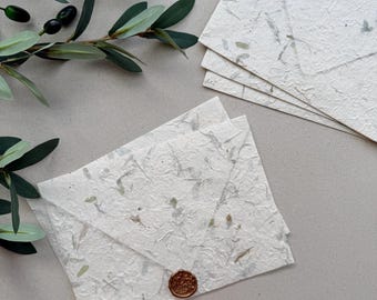 C5 Light Green Leaf-pressed Deckled Edge Wedding Envelopes | Save the Date | Bridesmaid Proposal Envelopes (6.5x9 inches or 16.4x22.9 cm)