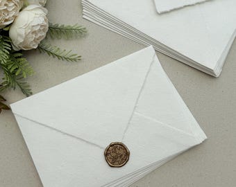 A7 Premium White Deckled Edge Wedding Envelopes | Save the Date | Bridesmaid Proposal | Bridal Shower Envelopes (5 1/4 × 7 1/4,13.5 × 19 cm)