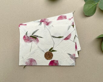 C6, A7 Floral, Leaf Pressed Natural, Recycle Decorative Mulberry Paper Envelopes