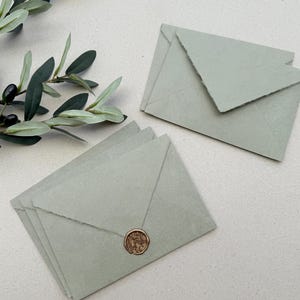 50 A7 5 1/4 x7 1/4" Sage Jasper Stone Deckled Edge Handmade Recycle Pulp Envelopes