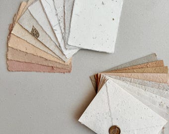 A7 Earth Tone, Natural Deckled edge Greeting Cards with wax seal