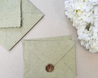A7 5x7 Olive Fibre Deckled Edge Wedding Envelopes