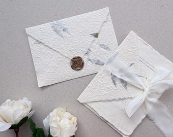A7-handgemaakte natuurlijke bladtextuur | Papieren enveloppen moerbei |  Decoratieve enveloppen met versierde rand | Rustieke huwelijksuitnodigingen Enveloppen