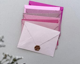 A7 5 1/4 x7 1/4" Pink Natural Deckled Edge | Hand Torn Envelopes