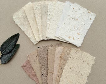 Earth Tone Assorted Handmade Natural Textured Recycled Mulberry Paper - 6x9 cm