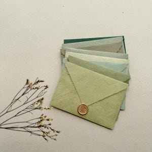 A7 5 1/4 x7 1/4" Sage, Olive Green Natural Deckled Edge | Hand Torn Envelopes