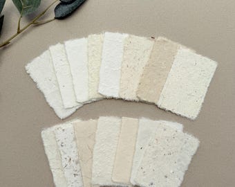 Neutral White Assorted Handmade Natural Textured Recycled Mulberry Paper - 6x9 cm