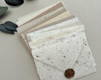 25 C6 Natural Earth Tone Deckled Edge Mulberry Paper Envelopes(11.4 × 16.2 cm or 4.5 × 6.4 inches)