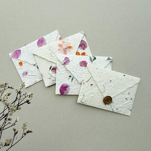 Buste in carta di gelso decorativa, riciclabile, formato A7, floreali, naturali