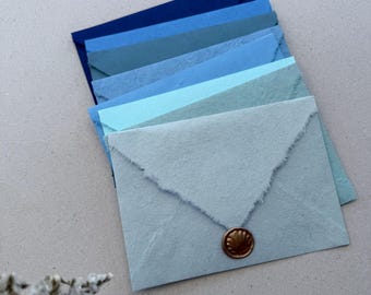 A7 5x7 Blue Deckled Edge Handmade Wedding Envelopes – 5 1/4 × 7 1/4 inches (13.5 × 19 cm)