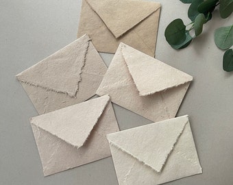 A7 Earth Tone, Tan, Beige Natural Deckle Edge Paper, Recycle Paper Envelopes