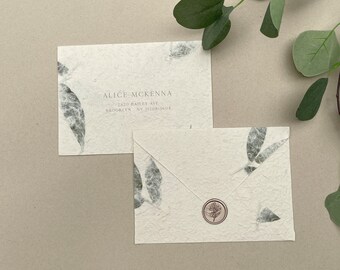 C6 Leaves Pressed Natural, Recycle Decorative Mulberry Paper Envelopes