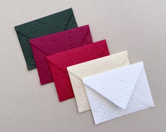 A2 Christmas Rough Textured Natural Deckled Handmade Envelopes