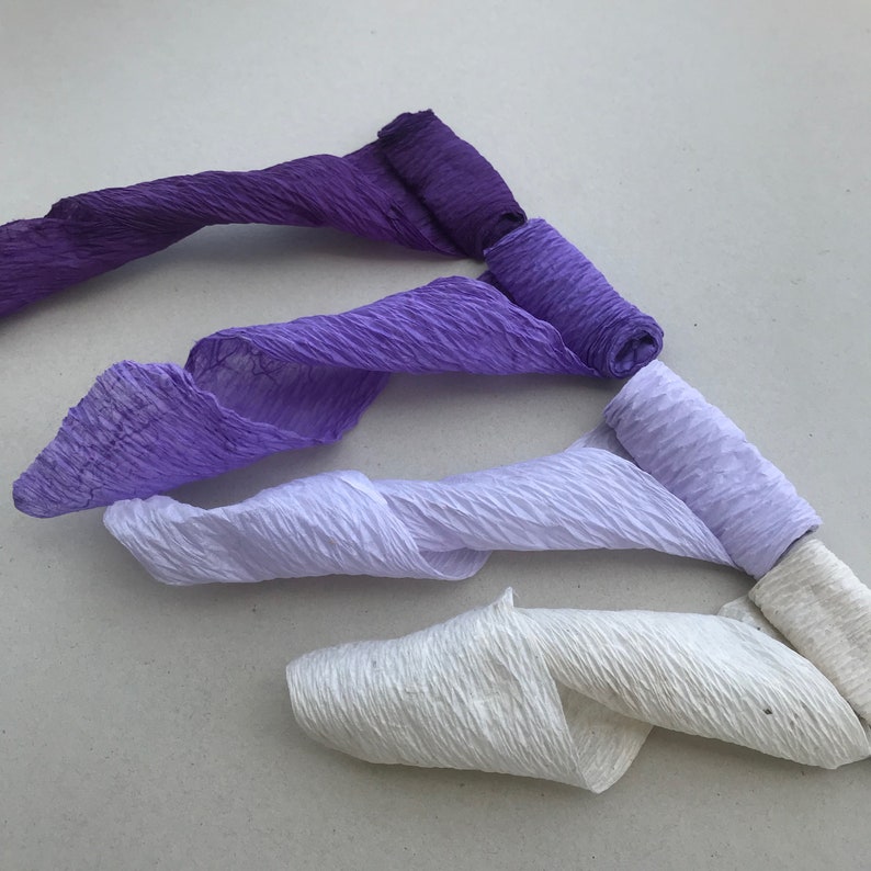 5 Purple Crepe Paper Ribbon Mulberry Paper Ribbon Roll Paper Etsy