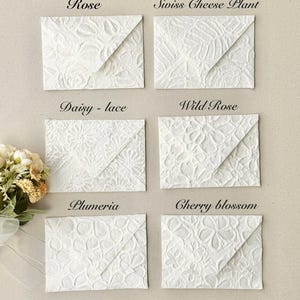 A7 5x7 Rose Natural white Luxury Embossed Decorative Handmade Wedding Envelopes | Bridesmaid Proposal | Bridal Shower Envelopes image 2