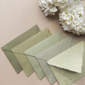 A7 Olivgrün Decked Edge Handmade Hochzeitsumschläge | Save the Date | Brautjungfer Vorschlag Umschläge (5 1/4 × 7 1/4 , 13,5 × 19 cm)