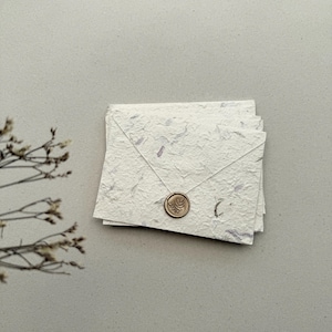 A7  Pale Purple petals , dried grasses - Decorative mulberry paper envelopes