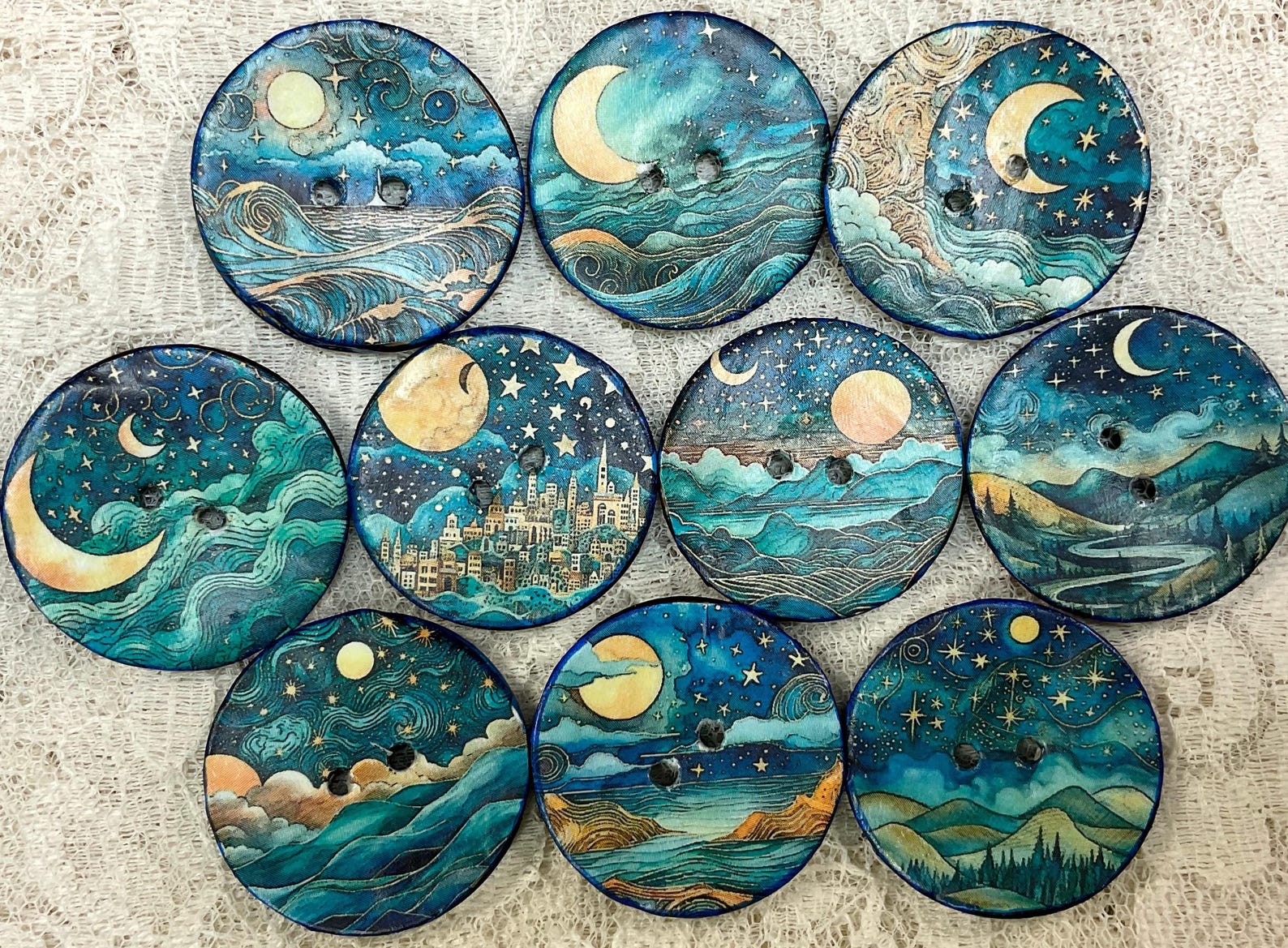 1.18” Buttons-moon and Stars -assorted- Embellishment- Clothing ...