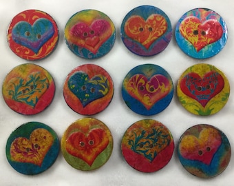 1”  button-hearts assorted handcrafted embellishment clothing accents trim mixed media great adirondack-price is per button