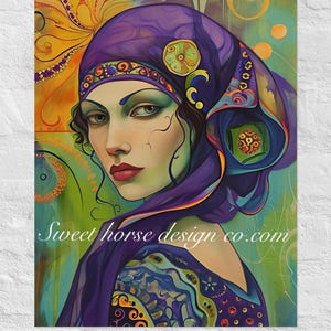 Póster mate: hermosa mujer art déco, estilo boho, tamaños variados, Great Adirondack