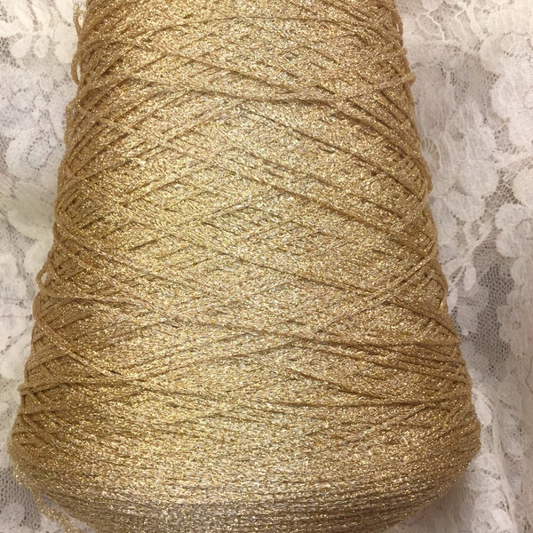 rayon metallic yarn cone 1500 yds, gold sport wt weaving knitting great adirondack