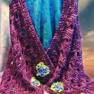 Broomstick Lace Wrap-worsted or dk wt- women&#39;s- Great Adirondack Yarn-knitted pattern