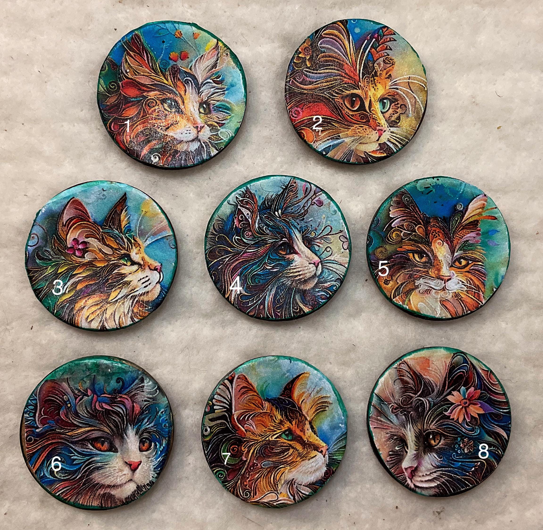 1.18” Buttons-art Cats-quilled- Assorted-great Adirondack-handcrafted ...