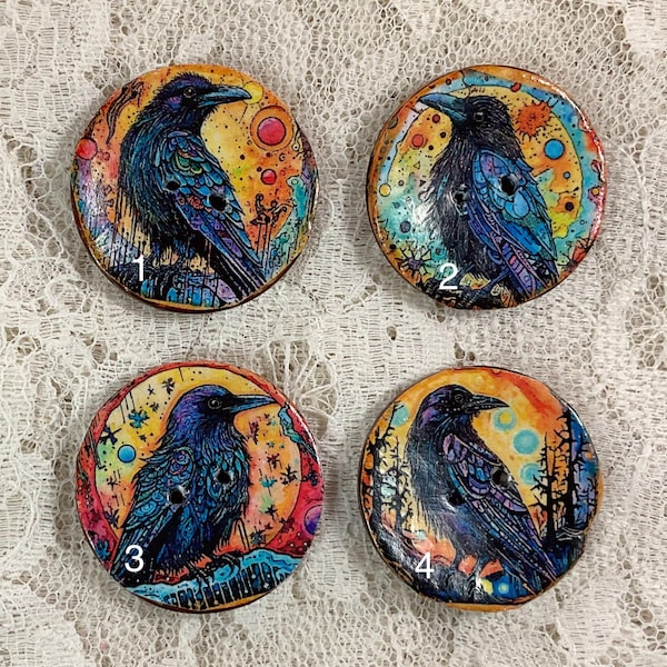1.18” Buttons- Ravens -assorted- embellishment- clothing- -mixed media -great adirondack-price is per button