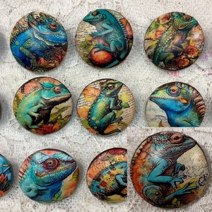 Handcrafted Leather Chameleon Button: Mixed Media Embellishment (1 inch)