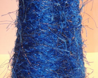 eyelash metallic royal blue apprx 1850 yards per lb coned yarn knitting crafts doll hair mixed media