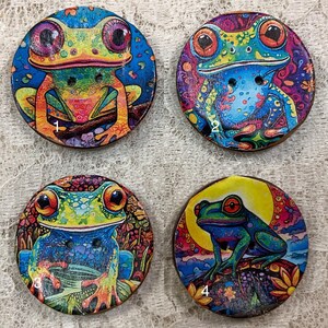 1.18” Buttons- colorful Frogs -assorted- embellishment- clothing- -mixed media -great adirondack -price is per button