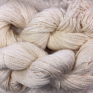 Organic cotton dk 300 yds winter white great adirondack  scarves mixed media altered art cowl knitting embellishment